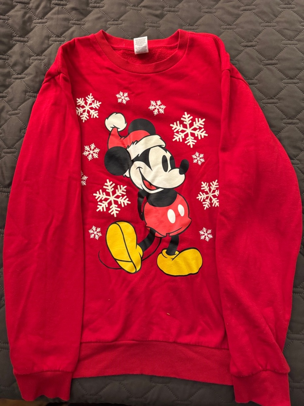 Disney Red Mickey Mouse Holiday Crewneck Sweatshirt